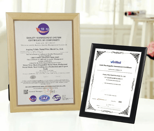 The ISO 9001 and SGS certification of Yilida.